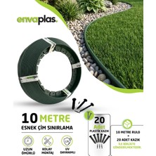 Envaplas Pratik Garden Esnek Çim Ayırıcı 10 M Yeşil Çim Sınırlayıcı Taş Toprak Ayıracı Çim Ayracı Çim Bariyeri