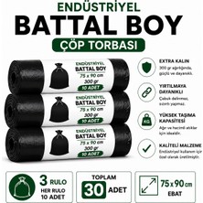 Liva Ambalaj Endüstriyel Çöp Torbası Battal Boy 75x90 cm 30 Adet (3 Rulo) Sızdırmaz Kalın 300 Gram