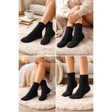 Emre Socks 1 Çift Kadın Peluş Patik Çorap Siyah – Yumuşak, Şık Görünümlü ve Sıcak Tutan