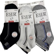 Eser Çorap 12 Çift Erkek Pamuklu Desenli Dikişsiz Patik Çorap – Siyah, Beyaz, Gri