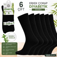Eser Çorap 6 Çift Erkek Bambu Diyabetik Şeker Çorabı Lastiksiz – Siyah