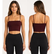 Armağanika Kadın Ince Askılı Fitilli Crop Büstiyer Esnek Dikişsiz Günlük Atlet