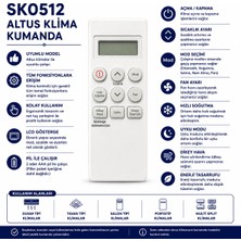 AŞIK STORE SK0512 Altus Uyumlu Klima Kumandası LCD Ekranlı Soğutma Isıtma Fan Uyku Modlu