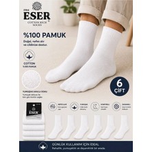 Eser Çorap 6 Çift Unisex Pamuklu Sporcu Çorabı Tek Beden Beyaz – Günlük ve Spor Kullanım