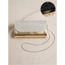Zerafet Store Sim Detaylı Gold Abiye Çanta & Zincirli Şık Gece Çantası