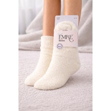 Emre Socks 1 Çift Kadın Peluş Patik Çorap Krem – Yumuşak, Şık Görünümlü ve Sıcak Tutan