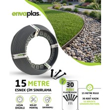 Envaplas Pratik Garden Çim Ayırıcı 15 mt Antrasit Sınırlayıcı Taş Toprak Çim Ayracı - Bariyeri