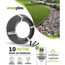 Envaplas Pratik Garden Çim Ayırıcı 10 mt Antrasit Sınırlayıcı Taş Toprak Çim Ayracı - Bariyeri