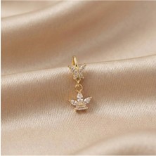 İnky Inky Flutter Leaf - Zirkon Taşlı Halka Tragus Helix Lobe Conch Rook Cerrahi Çelik Piercing