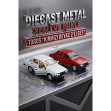 Alpmodel Çek Bırak Kırmızı Beyaz Renault Sesli ve Işıklı 12 cm Diecast Metal Model Oyuncak Araba 2\'li Set