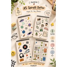 Zumio A5 Spiralli Çizgisiz Defter 4'lü Set 50 Yaprak Pvc Plastik Spiral Özel Tasarım