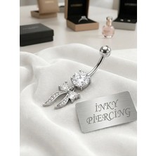 İnky Inky Sparkle Veil Göbek Piercingi Gümüş Renk Zirkon Taşlı Cerrahi Çelik