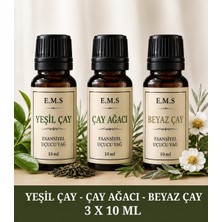 E.M.S Yeşil Çay - Çay Ağacı - Beyaz Çay  Esansiyel Uçucu Yağ Buhurdanlık Yağı Difüzör Esansı Oda Kokusu Mum Esansı 3 x 10 Ml.