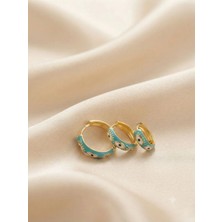 DIĞER0101 Nazar Üçlü Küpe Seti Cerrahi Çelik Gold Renk