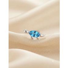 Caretta - Zirkon Taşlı Tragus Helix Lobe Conch Rook Cerrahi Çelik Piercing Arkası Toplu