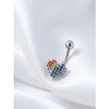 İnky Inky Rainbow Bliss Göbek Piercingi Cerrahi Çelik Premium Gümüş Renk