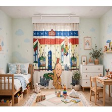 Taç Lisanslı Çizgi Kahraman Caillou Tül Perde: Çocuk Odaları Için- 1/2 (Seyrek) Pile