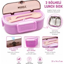 Belkıs Kırtasiye 2 Bölmeli Lunch Box Beslenme Kutusu – 304 Paslanmaz Çelik Hazne, Hava Tahliye Ventili, Çatal Kaşık Bölmeli, Sızdırmaz