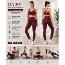 Daisy Tasarım Bordo Yüksek Bel Toparlayıcı Esnek Spor Taytı Yoga Pilates Fitness Günlük Kadın Taytı