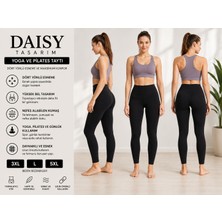 Daisy Tasarım Yüksek Bel Toparlayıcı Yoga Pilates Taytı Dört Yönlü Esnek Spor Taytı Siyah
