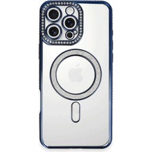 Kmrsfres Newface Iphone 16 Pro Max Kılıf Joke Simli Magneticsafe Kılıf - Lacivert