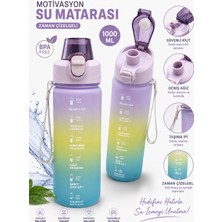 Belkıs Kırtasiye Motivasyon Su Matarası 1100 ml Zaman Çizelgeli Sızdırmaz Kilitli Taşıma Ipli Spor Matara