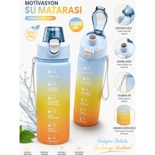 Belkıs Kırtasiye Motivasyon Su Matarası 1100 ml Zaman Çizelgeli Sızdırmaz Kilitli Taşıma Ipli Spor Matara