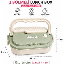Belkıs Kırtasiye 2 Bölmeli Çelik Lunch Box Beslenme Kabı Çatal Kaşık Dahil Sızdırmaz Kapaklı 304 Paslanmaz Çelik