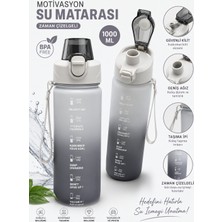 Belkıs Kırtasiye Motivasyon Su Matarası 1100 ml Zaman Çizelgeli Sızdırmaz Kilitli Taşıma Ipli Spor Matara