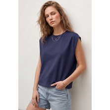 Elemge Premium %100 Pamuk Süprem Tok Kumaş Kadın Oversize Beyaz T-Shirt Geniş Omuzlu Dökümlü Kolsuz Bol Kalıp Basic Tişört