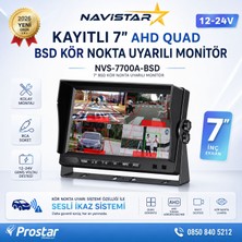 Navistar 7 Inç Kayıtlı Ahd Quad Araç Monitörü - Sesli Bsd Kör Nokta Uyarılı, 12-24V, Rca Soketli