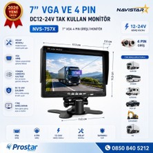 Navistar 7 Inç VGA ve 4 Pin Girişli Araç Monitörü Mobil Dvr Uyumlu 12-24V