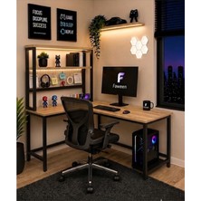Faween Pro 140 cm Oyuncu Masası, Bilgisayar Masası, Gamer Masası, Çalışma Masası, Led'li, Metal Ayaklı, Çam