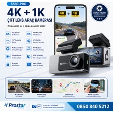 Navistar F680-PRO 4K Ultra Hd Çift Kameralı Araç Kamerası (Dashcam) - Wifi, Gps, 24 Saat Park Modu