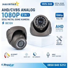 Navistar Mikrofonlu Ahd 1080P/ANALOG Cvbs Pal Araç Içi Metal Dome Kamera Rca Sarı Soketli, Ir Gece Görüşlü