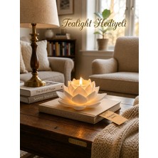 Lotus Çiçeği Tasarımlı Plastik LED Mumluk 11 cm – Dekoratif Mumluk - Hediyelik Lotus Çiçeği Mumluk