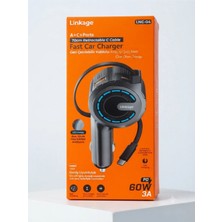 Linkage Aura Akse A+C Portlu 60W Geri Çekilebilir Kablolu Araç Içi Şarj Aleti