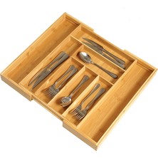 Go İthalat Bambu 5 Bölmeli Çekmece İçi Düzenleyici Organizer Ahşap Kaşıklık 30x34 cm.