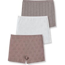 Panfilia %100 Pamuk Kız Çocuk Boxer 3'lü Set / Külot / Iç Çamaşır