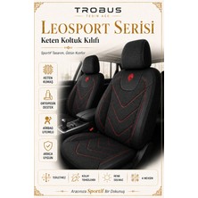 Trobus Skoda Octavia 2004 Sonrası Uyumlu Leosport Serisi Keten Siyah Kırmızı Oto Koltuk Kılıfı