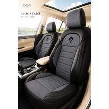Trobus Fiat Egea Cross 2020+ Uyumlu Lion Serisi Tay Tüyü Füme Siyah Oto Koltuk Kılıfı