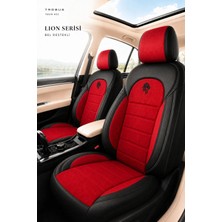 Trobus Dacia Dokker 2007-2021 Uyumlu Lion Serisi Tay Tüyü Kırmızı Siyah Oto Koltuk Kılıfı