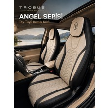 Trobus Geely Emgrand 2010-2012 Uyumlu Angel Serisi Tay Tüyü Bej Siyah Oto Koltuk Kılıfı