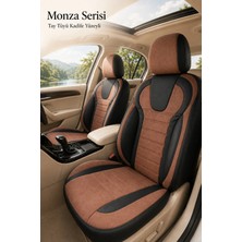 Trobus Fiat 500X 2014+ Uyumlu Monza Serisi Tay Tüyü Taba Siyah Oto Koltuk Kılıfı