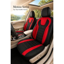 Trobus Dacia Jogger 2022+ Uyumlu Monza Serisi Tay Tüyü Siyah Kırmızı Oto Koltuk Kılıfı