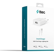 Ttec Smartcharger 2.1A Usb-A Seyahat Şarj Aleti ve Usb-A - Lightning Kablo 2SCS20L - Lyon Tech