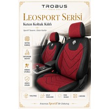 Trobus Toyota Corolla Cross 2022 Sonrası Uyumlu Leosport Serisi Keten Siyah Kırmızı Oto Koltuk Kılıfı