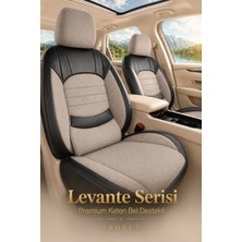 Trobus Fiat Tempra Uyumlu Levante Serisi Keten Bej Siyah Oto Koltuk Kılıfı