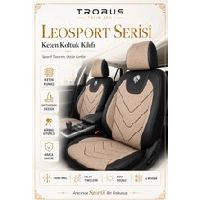 Trobus Hyundai Accent Era 2006-2011 Uyumlu Leosport Serisi Keten Bej Siyah Oto Koltuk Kılıfı