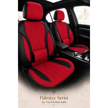 Trobus Citroen C1 2005-2014 Uyumlu Palmiye Serisi Tay Tüyü Kırmızı Siyah Oto Koltuk Kılıfı